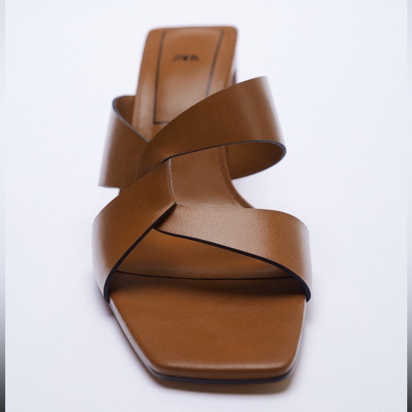 NWT Zara Leather Block Heel Sandals EU 40 / US Size 9 Airfit Technology SOLD OUT - Picture 9 of 12